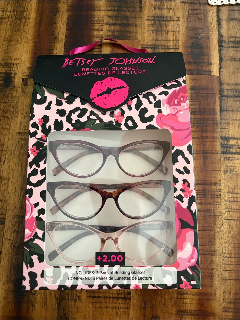 Betsey Johnson Three-Pair Reading Glasses Set - Pink, Tortoiseshell, Blush